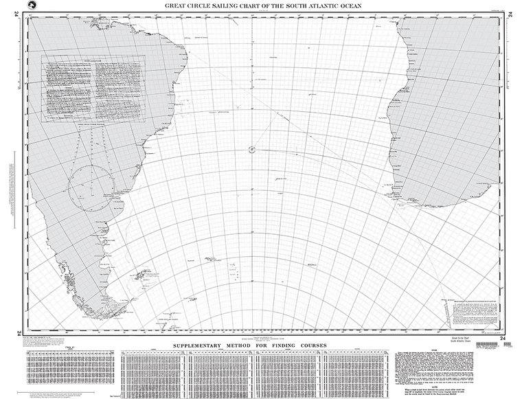 NGA Chart 24: Great Circle Sailing Chart of the South Atlantic Ocean