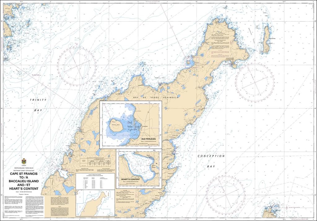 CHS Chart 4850: Cape St Francis to / à Baccalieu Island and / et Hearts Content