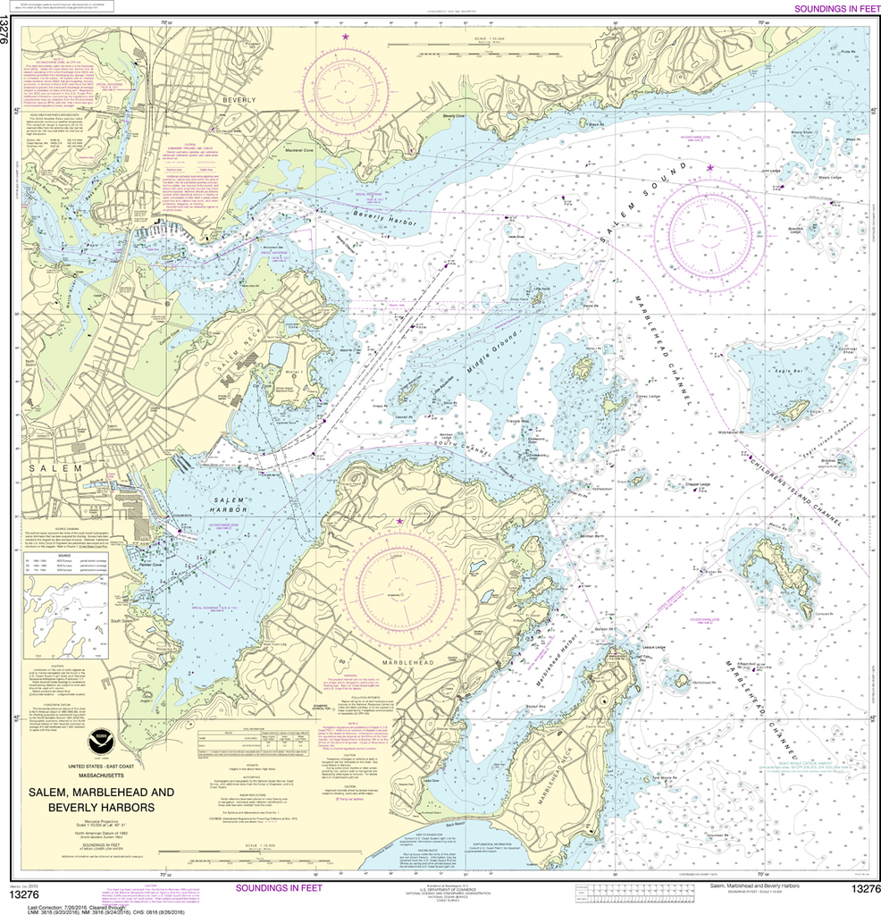 NOAA Chart 13276: Salem, Marblehead and Beverly Harbors