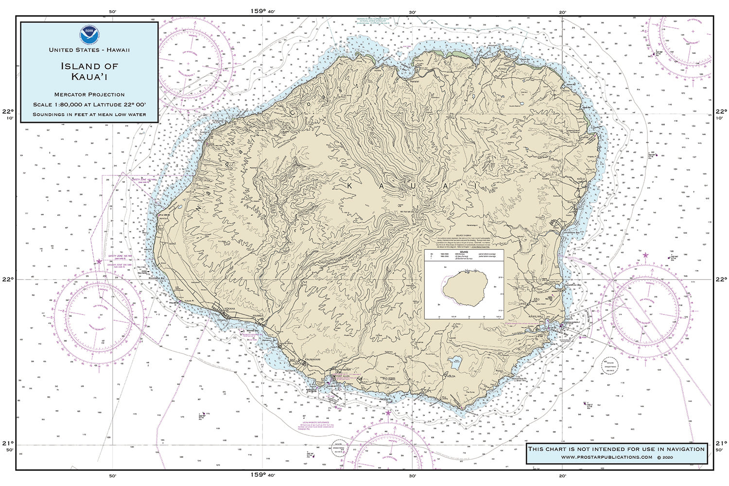 Nautical Placemat: Island of Kauai