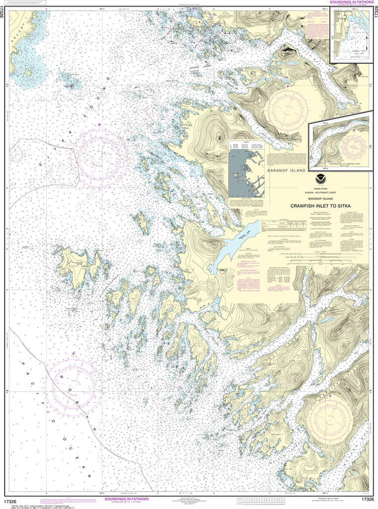 NOAA Chart 17326: Crawfish Inlet to Sitka, Baranof Island Sawmill Cove