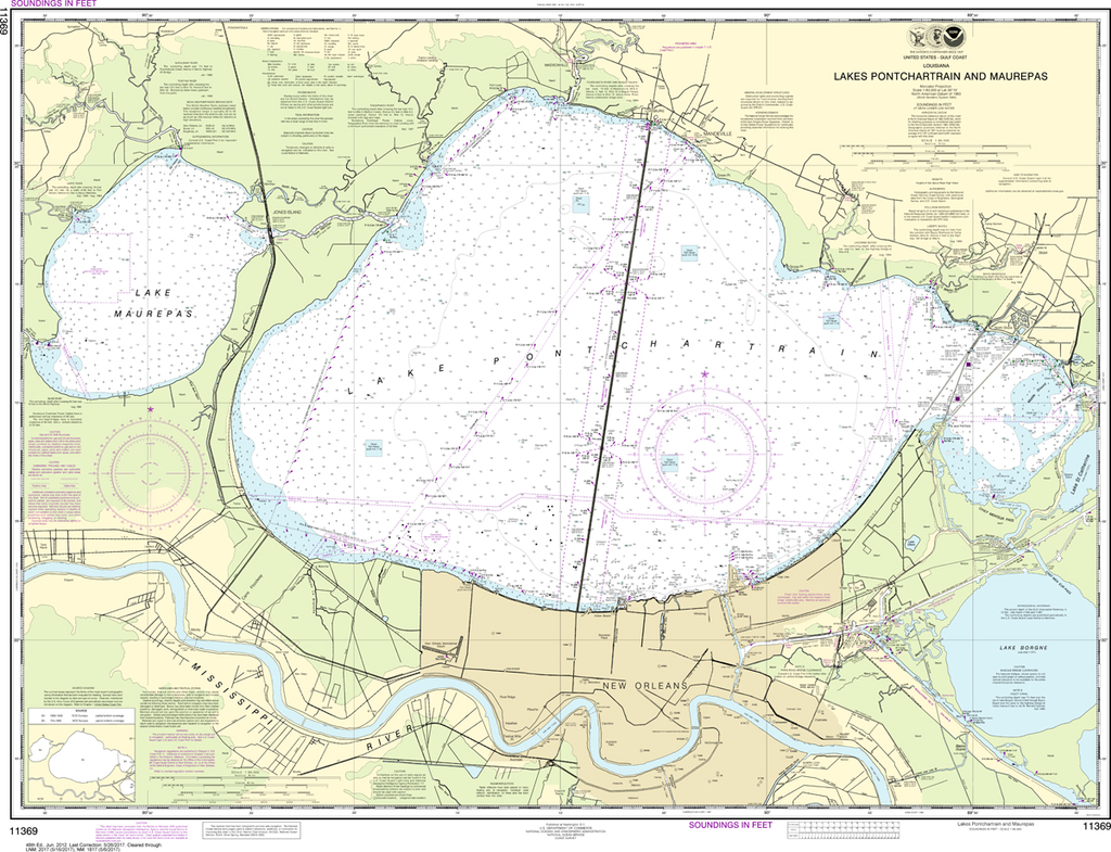 NOAA Chart 11369: Lakes Pontchartrain and Maurepas