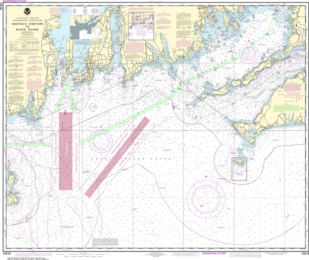 NOAA Chart 13218: Martha's Vineyard to Block Island