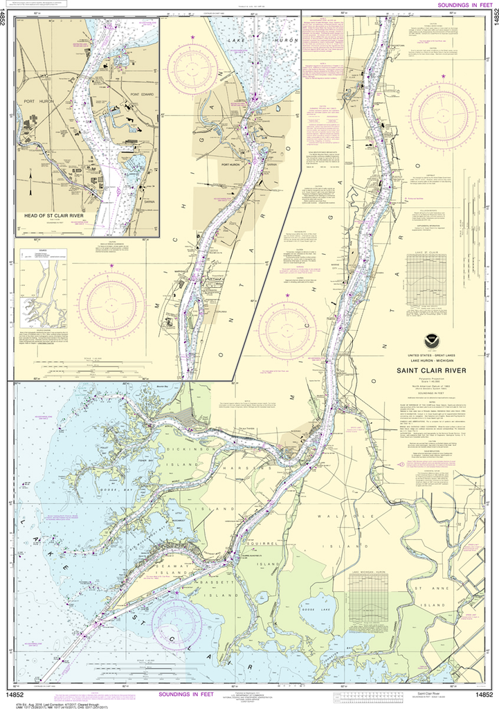 NOAA Chart 14852: St. Clair River, Head of St. Clair River