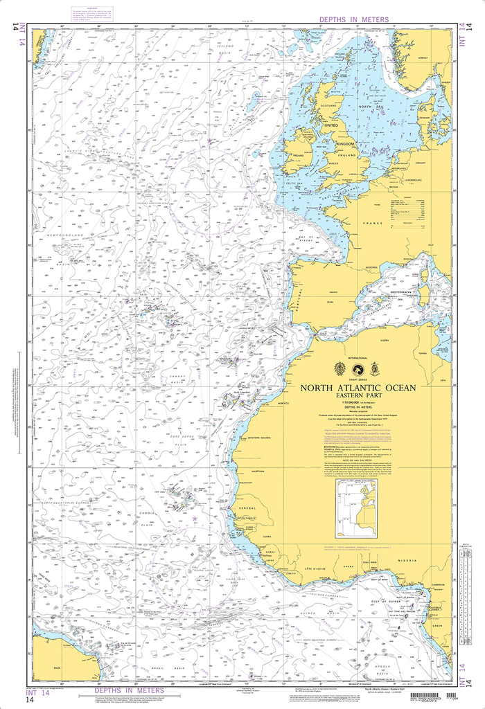NGA Chart 14: North Atlantic Ocean (Eastern Part)