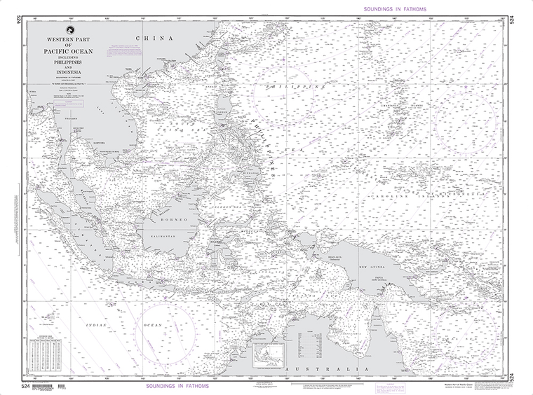 NGA Chart 524: Western Part of Pacific Ocean including Philippines and Indonesia