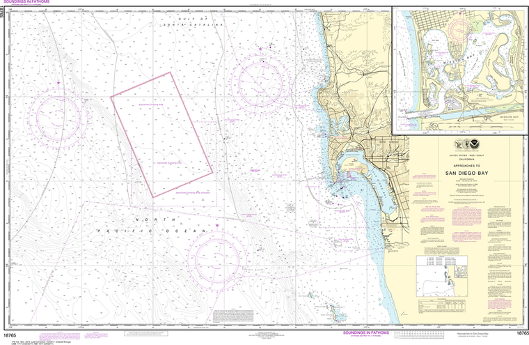 NOAA Chart 18765: Approaches to San Diego Bay, Mission Bay