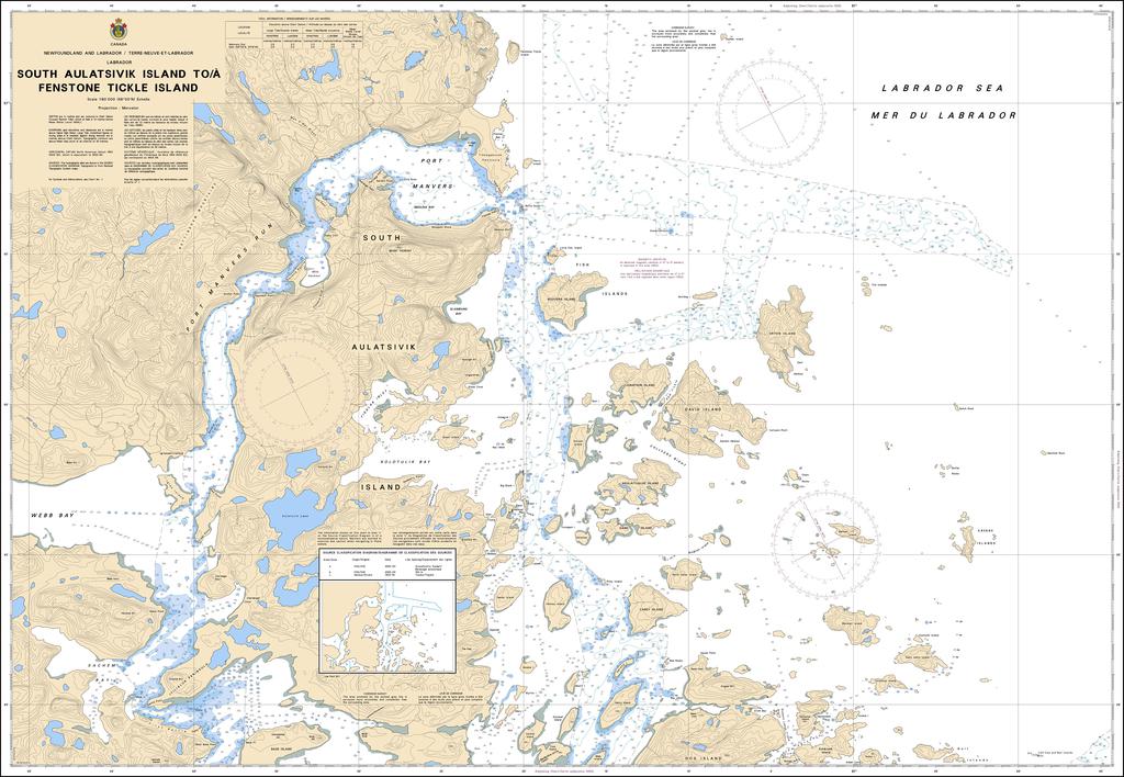 CHS Chart 5054: South Auliatsivik Island to / à Fenstone Tickle Island