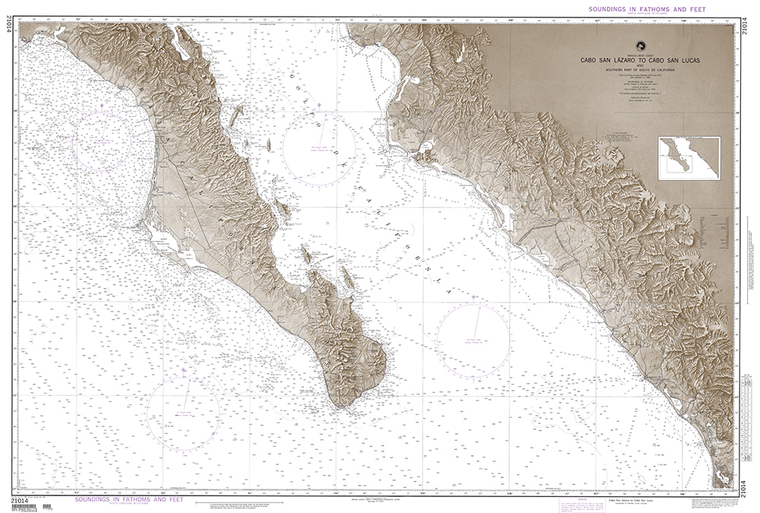 NGA Chart 21014: Cabo San Lazaro to Cabo San Lucas and Southern Part of Gulf of California (Mexico-West Coast) (OMEGA)