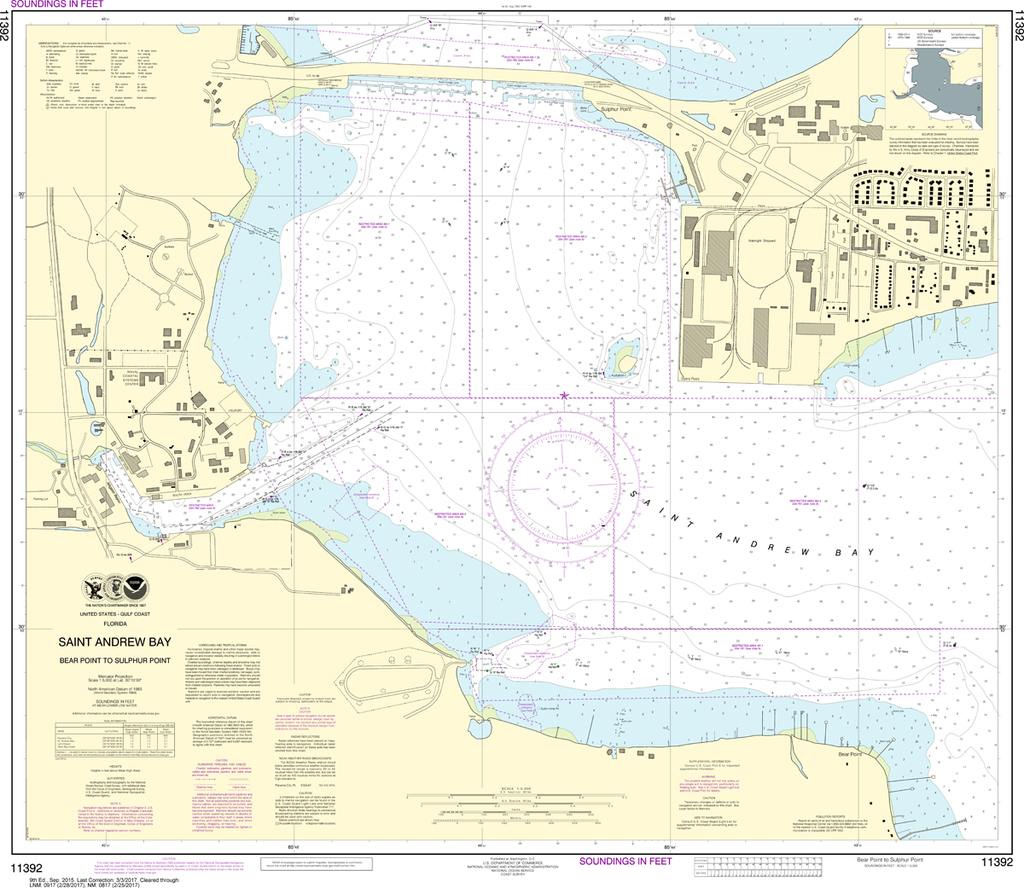 NOAA Chart 11392: St. Andrew Bay, Bear Point to Sulpher Point