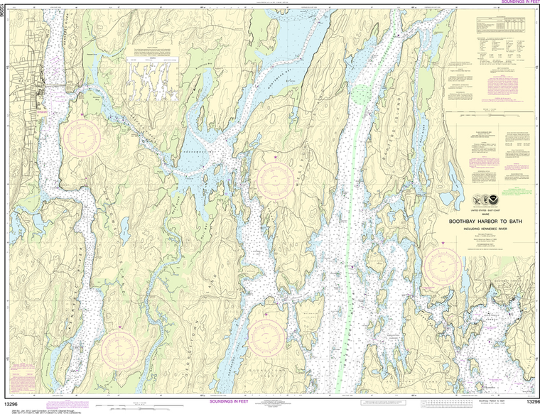 NOAA Chart 13296: Boothbay Harbor to Bath, Including Kennebec River
