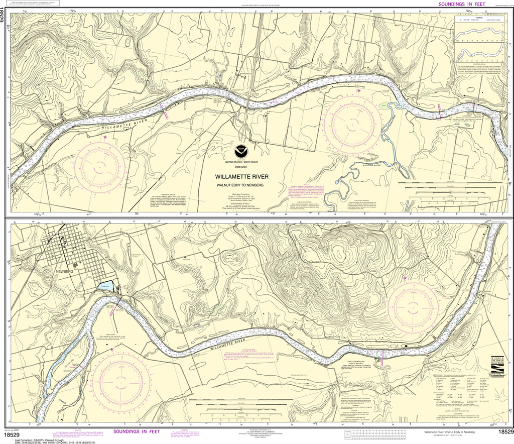 NOAA Chart 18529 Willamette River Walnut Eddy To Newburg Captain's