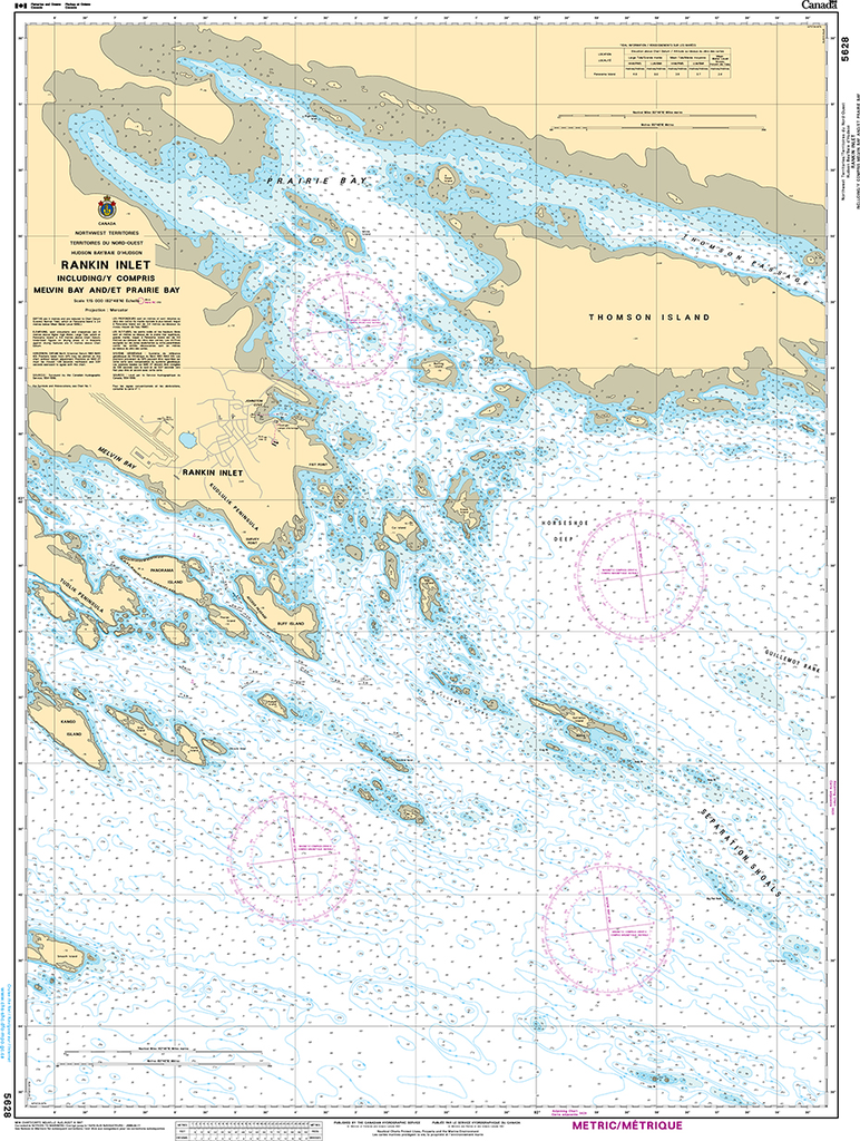CHS Print-on-Demand Charts Canadian Waters-5628: Rankin Inlet Including / Y Compris Melvin Bay And/ Et Prairie Bay, CHS POD Chart-CHS5628