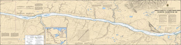 CHS Chart 6414: Wrigley River to/à Three Finger Creek Kilometre 580 / Kilometre 650