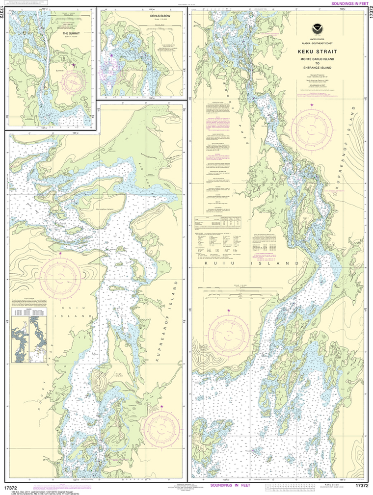 NOAA Chart 17372: Keku Strait - Monte Carlo Island to Entrance Island, The Summit, Devils Elbow