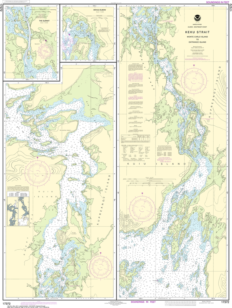 NOAA Chart 17372: Keku Strait - Monte Carlo Island to Entrance Island, The Summit, Devils Elbow