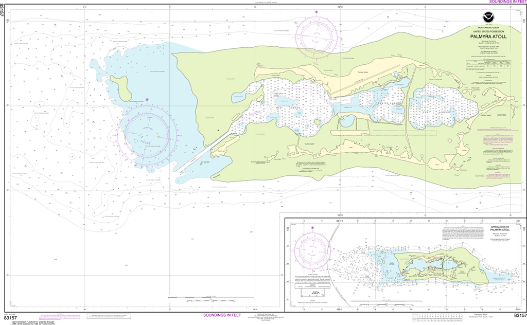 NOAA Chart 83157: Palmyra Atoll, Approaches to Palmyra Atoll