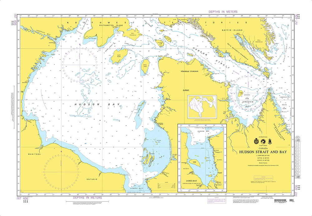 NGA Chart 111: Hudson Strait and Bay with Continuation of James Bay