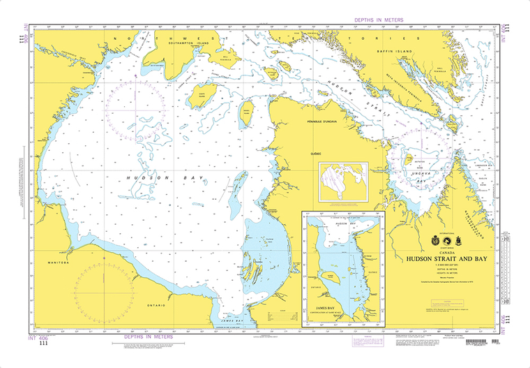 NGA Chart 111: Hudson Strait and Bay with Continuation of James Bay