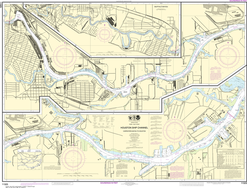 NOAA Chart 11325: Houston Ship Channel Carpenters Bayou to Houston