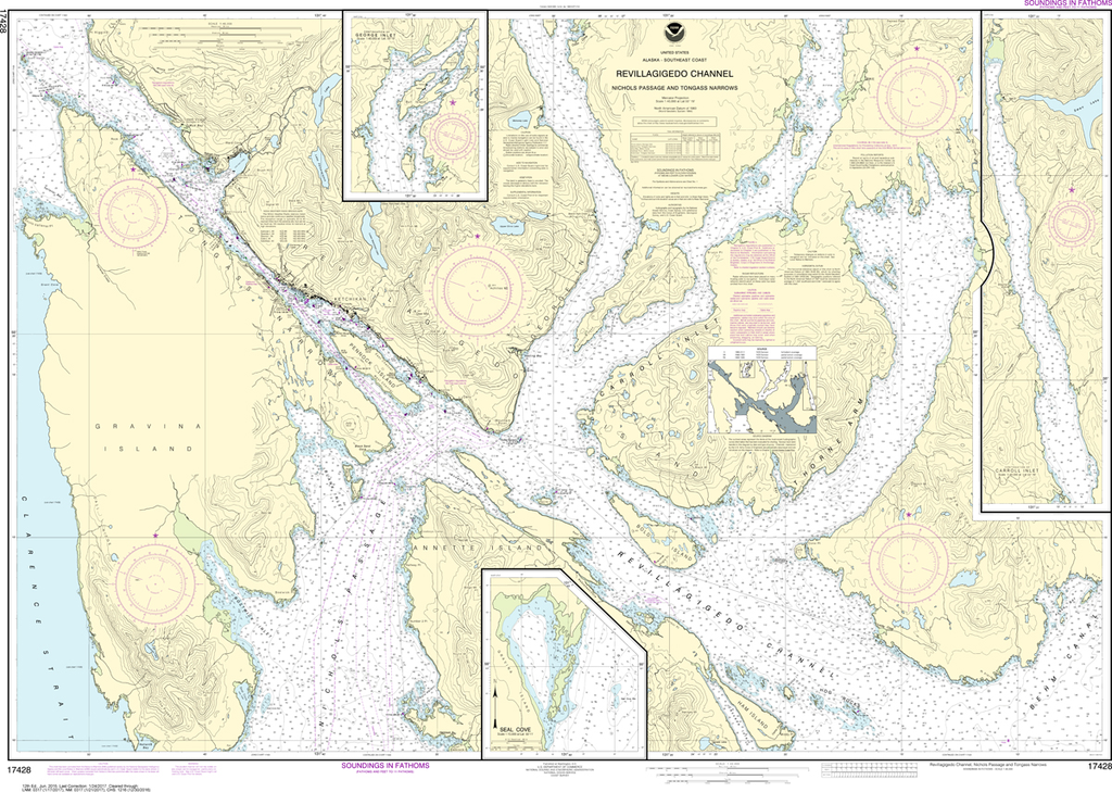 NOAA Chart 17428: Revillagigedo Channel - Nichols Passage and Tongass Narrows, Seal Cove, Ward Cove