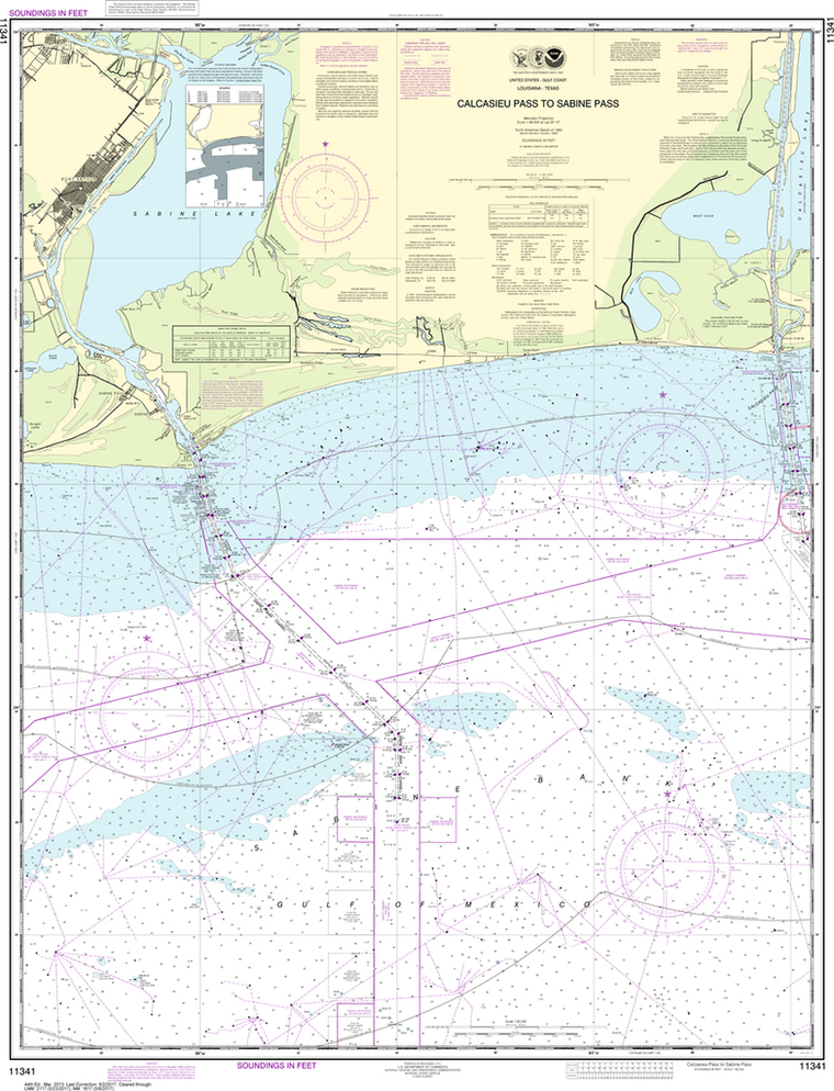 NOAA Chart 11341: Calcasieu Pass to Sabine Pass