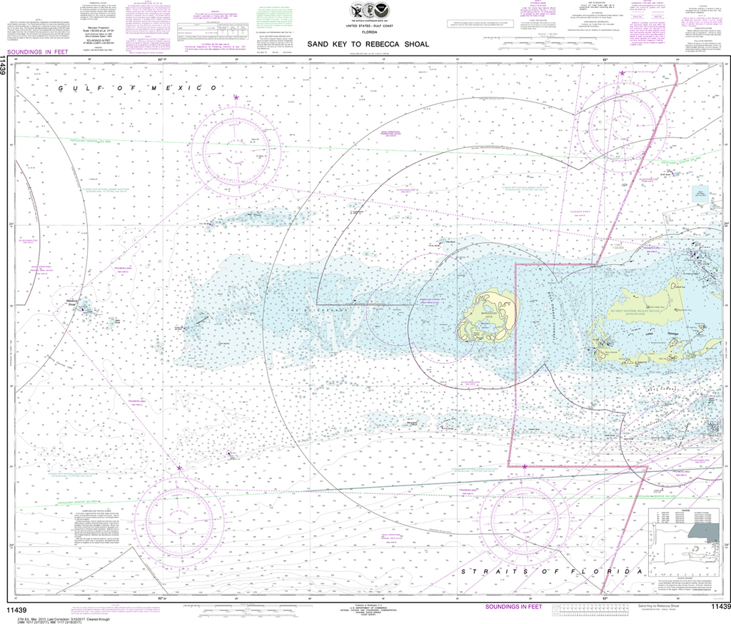 NOAA Chart 11439 Sand Key to Rebecca Shoal Captain's Nautical Books