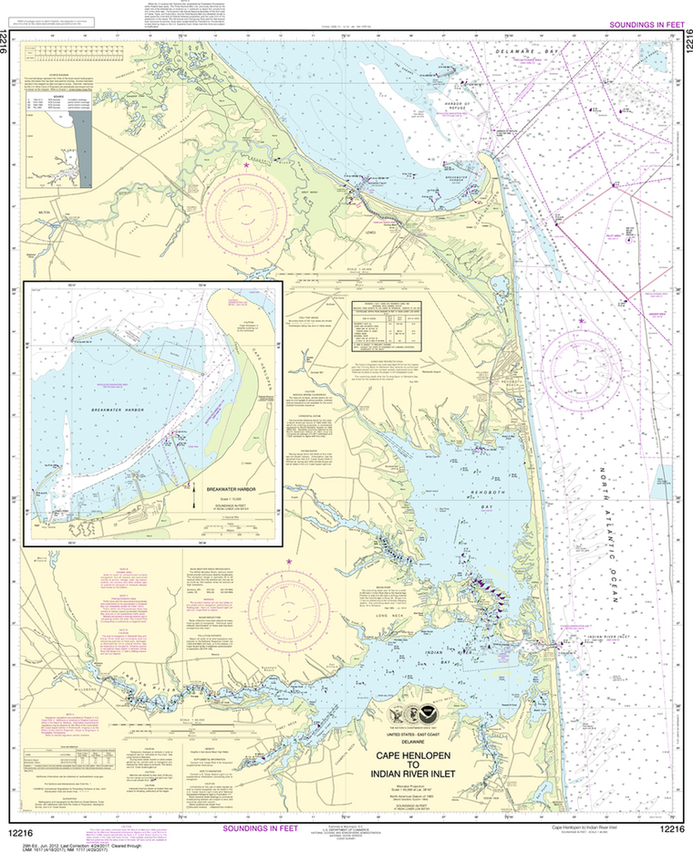 NOAA Chart 12216: Cape Henlopen to Indian River Inlet, Breakwater Harbor
