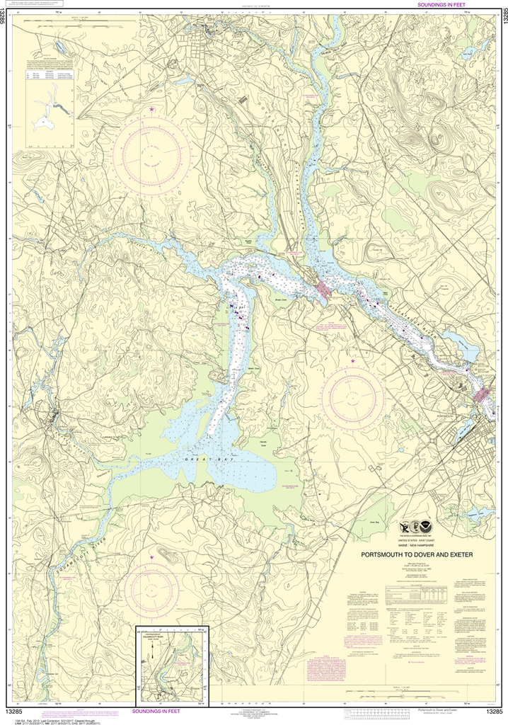 NOAA Chart 13285: Portsmouth to Dover and Exeter