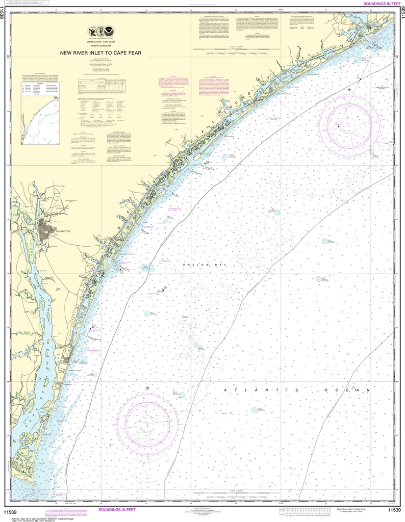 NOAA Chart 11539: New River Inlet to Cape Fear