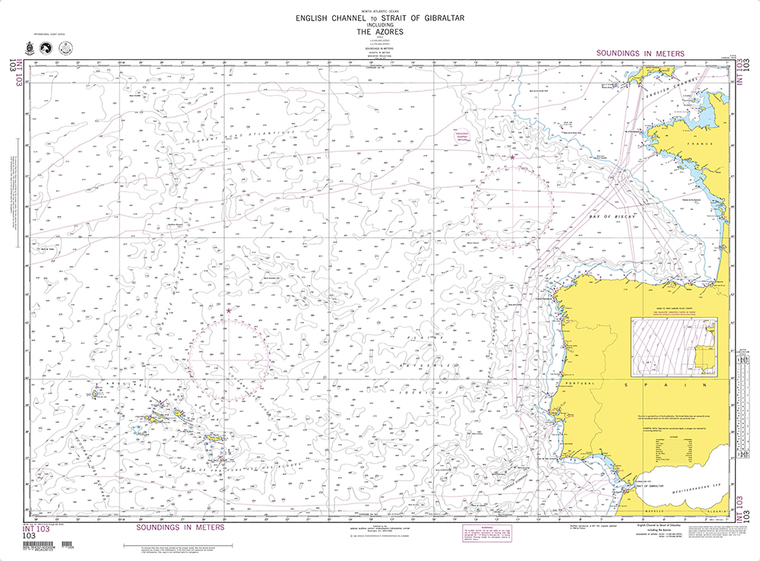NGA Chart 103: English Channel to Strait of Gibraltar including the Azores