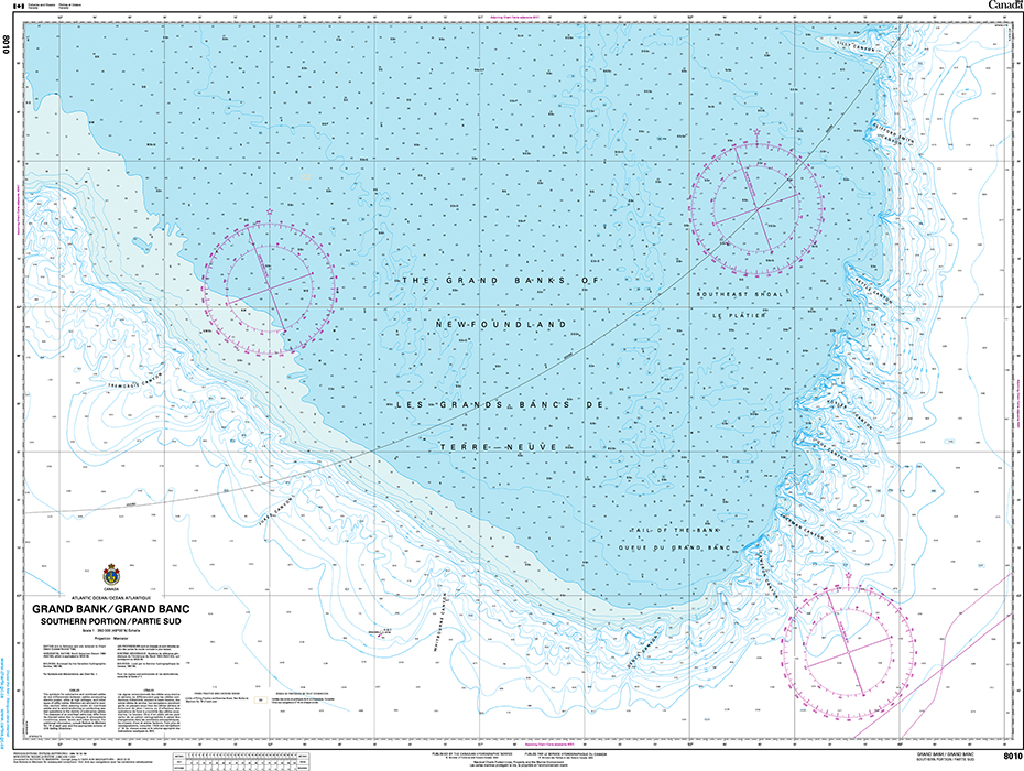 CHS Print-on-Demand Charts Canadian Waters-8010: Grand Bank/Grand Banc Southern Portion/Partie Sud, CHS POD Chart-CHS8010