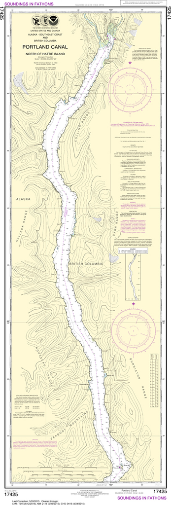 NOAA Chart 17425: Portland Canal - North of Hattie Island