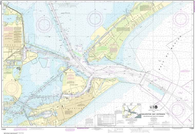 NOAA Chart 11324: Galveston Bay Entrance Galveston and Texas City Harbors