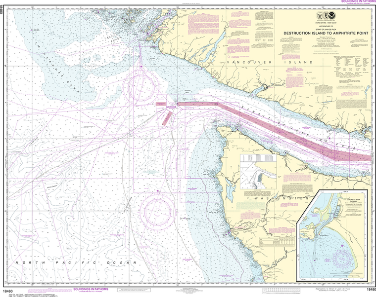 NOAA Chart 18480: Approaches to Strait of Juan de Fuca - Destruction lsland to Amphitrite Point
