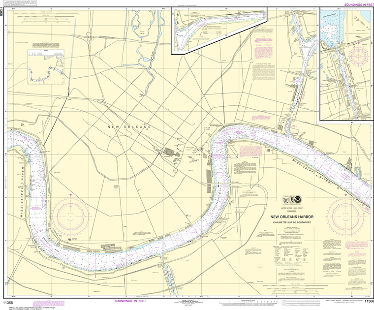 NOAA Chart 11368: New Orleans Harbor - Chalmette Slip to Southport