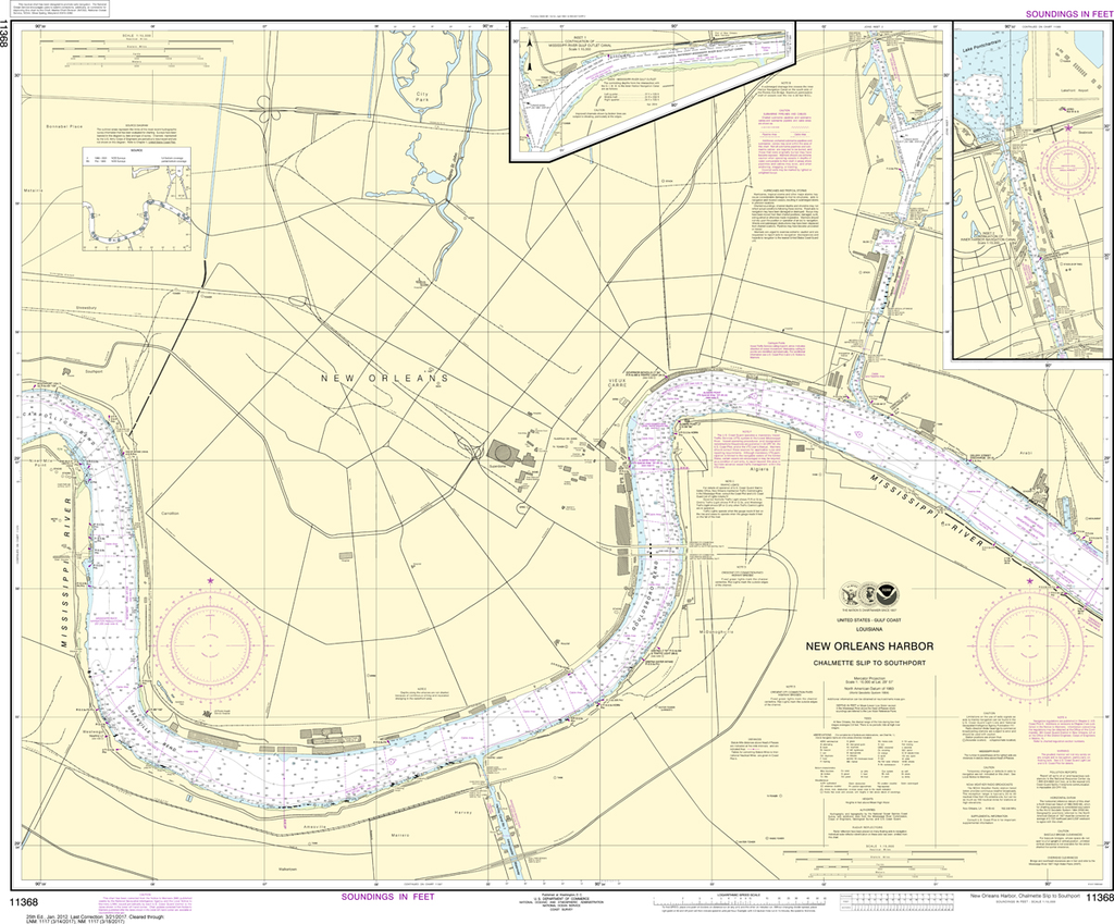 NOAA Chart 11368: New Orleans Harbor - Chalmette Slip to Southport