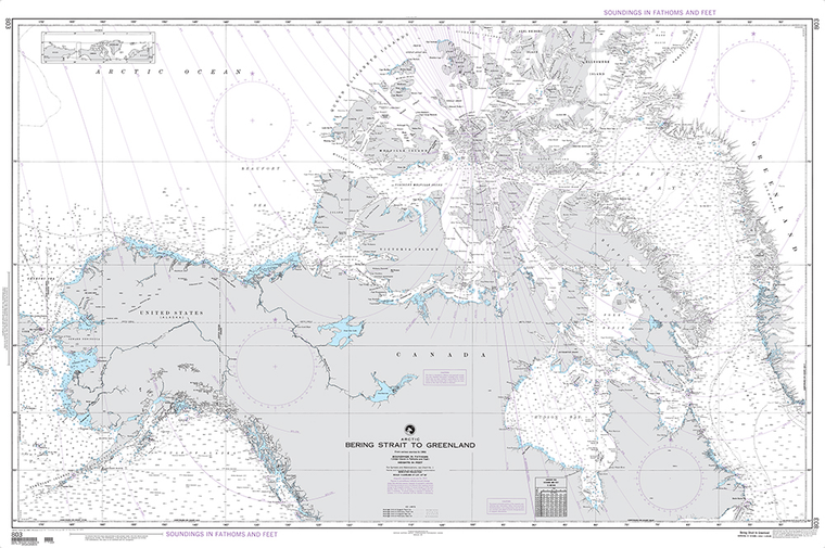 NGA Chart 803: Bering Strait to Greenland (Arctic)