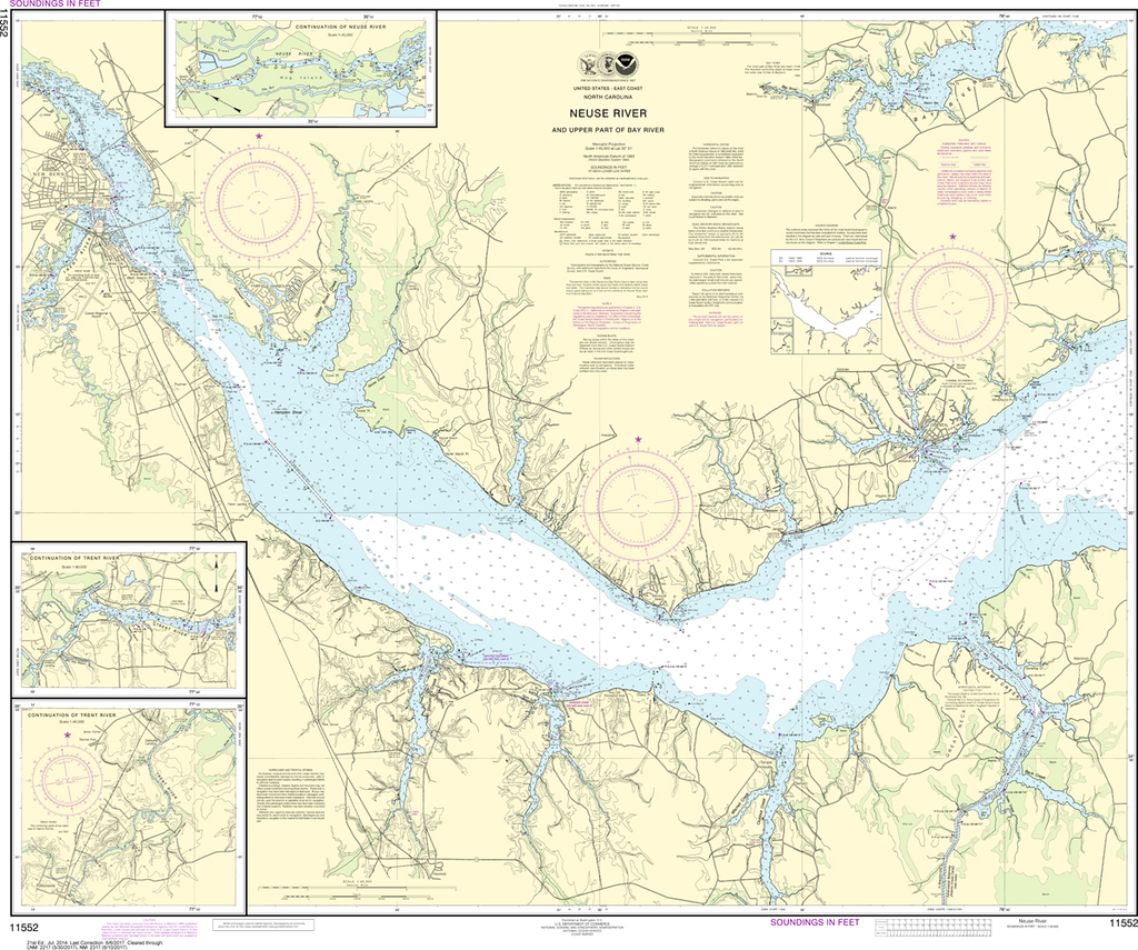 NOAA Chart 11552: Neuse River and Upper Part of Bay River