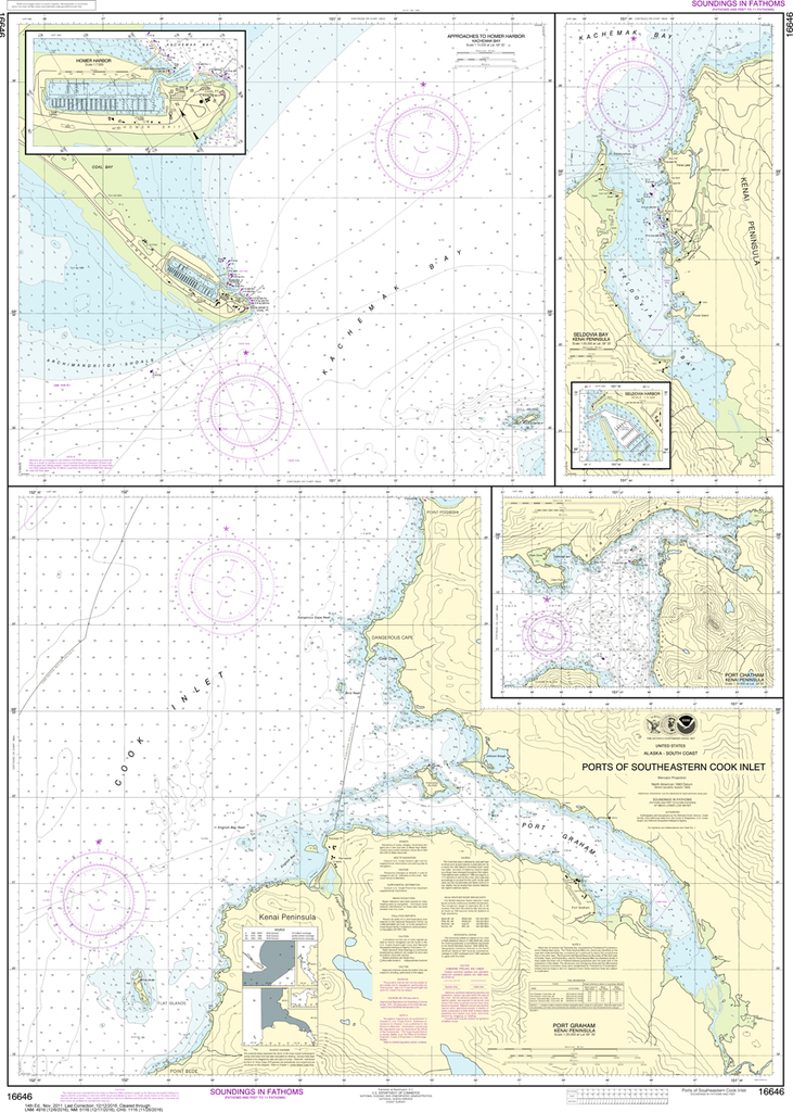 NOAA Chart 16646: Ports of Southeastern Cook Inlet - Port Chatham, Port Graham, Seldovia Bay, Seldovia Harbor, Approaches to Homer Harbor, Homer Harbor