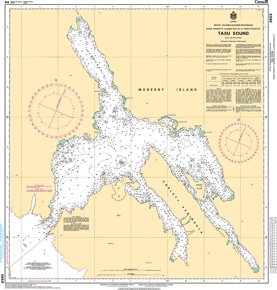 CHS Print-on-Demand Charts Canadian Waters-3859: Tasu Sound, CHS POD Chart-CHS3859