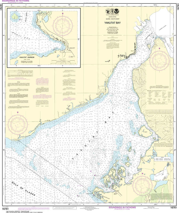 NOAA Chart 16761: Yakutat Bay, Yakutat Harbor