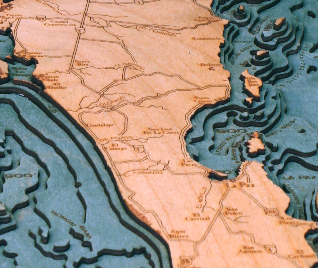 WoodChart of Baja Peninsula & the Gulf of California, Mexico