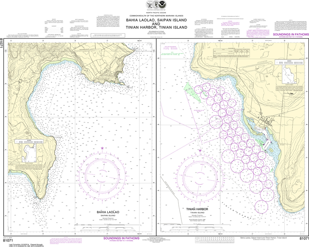 NOAA Chart 81071: Commonwealth of the Northern Mariana Islands - Bahia Laolao, Saipan Island and Tinian Harbor, Tinian Island