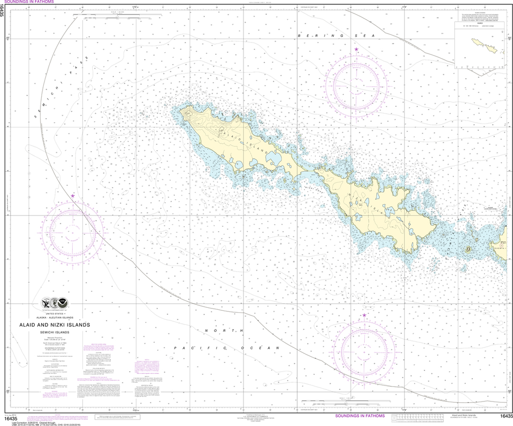 NOAA Chart 16435: Semichi Islands - Alaid and Nizki Islands