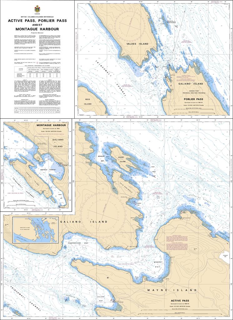 CHS Chart 3473: Active Pass, Porlier Pass and/et Montague Harbour