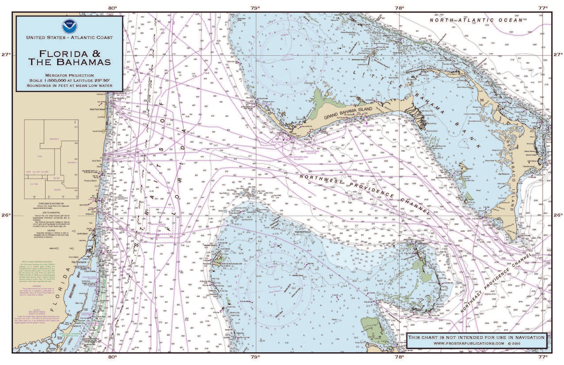Nautical Placemat: Florida & The Bahamas
