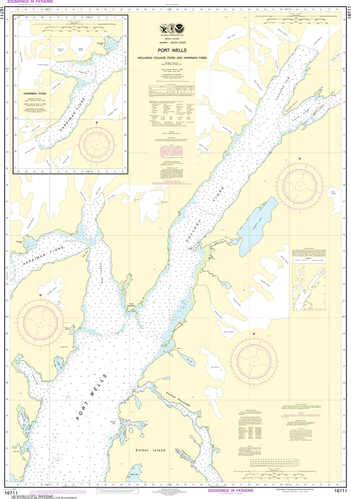 NOAA Chart 16711: Port Wells, including College Fiord and Harriman Fiord