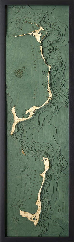 WoodChart of Eleuthera and Cat Island, Bahamas