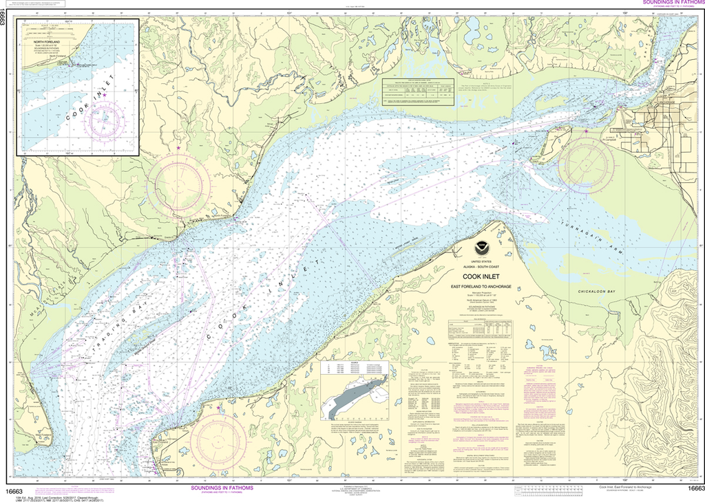 NOAA Chart 16663: Cook Inlet - East Foreland to Anchorage, North Foreland